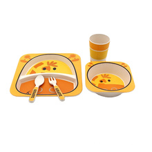 Customized color and pattern  bamboo fiber tableware  gift set  for children